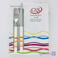 کارد و چنگال میوه خوری سی اند اس کد 98263 رنگ نارنجی