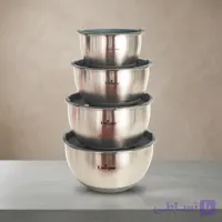 سرویس لگن 4پارچه استیل درب دار یونیک کد UN-4092