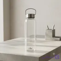بطری آب شیشه ای دسته دار با درب استیل یونیک کد UN-3075