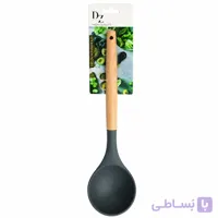 ملاقه شیار دار سیلیکونی دسته بامبو