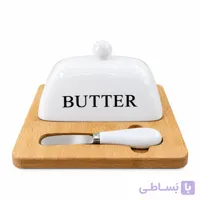 ست کره خوری سرامیکی زیر بامبو با کارد