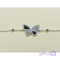 دستبند نقره مدل پروانه بلک و وایت (Black & White Butterfly)