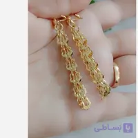 گوشواره زنانه آویزی طرح طلای بیروتی تمام استیل، رنگ ثابت و با ضمانته