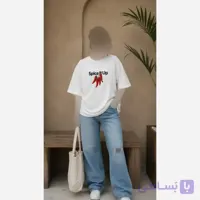 تیشرت باکسی نخ پنبه طرح سامر سفید فری سایز