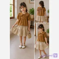 شومیز دامن لینن دخترانه دو تکه سایز 2 تا 12 سال