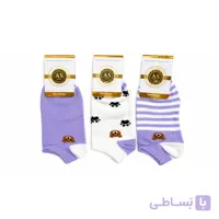 جوراب ساق کوتاه مدل راه راه کد 01008 بسته 3 عددی