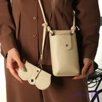 کیف زنانه رودوشی پاسپورتی چرم به همراه جاعینکی