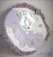 ساعت دیواری رزینی بنفش کم رنگ ملوسی