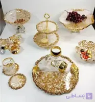 سرویس رزینی سفید طلایی جهیزیه عروس