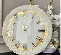 ساعت دیواری رزینی با کریستال مدل نیلوفر ژئوددار