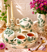 سرویس چای خوری دو نفره پروانه سبز