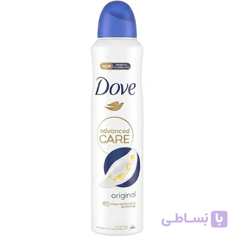 اسپری ضد تعریق زنانه داو (Dove) مدل Advanced Care Original با فناوری Pro-Ceramide برای محافظت ۷۲ ساعته در برابر تعریق و بوی نامطبوعDove Advanced Care Original Anti-Perspirant Aerosol Women’s Deodorant Spray with Pro-Ceramide technology for 72 hour protection against sweat and odour