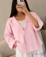 شومیز زنانه باکسی طرح 2 جیب فری سایز کد 010