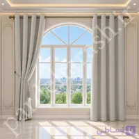 پرده آماده پانچی ، مدل مخمل دلاریس براق ، رنگ طوسی سیلور روشن ، کد Delaris-31