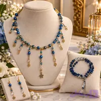 نیم ست گردنبد دستبد آبی