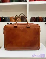 کیف اداری دوشی مردانه چرم اصل طرح فلوتر رنگ عسلی کد 0015