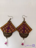 گوشواره سوزن‌دوزی بلوچی دست‌دوز