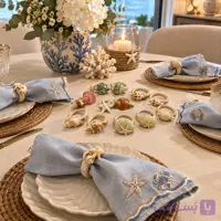 حلقه جا دستمالی صدفی سایز کوچیک برای میز سرو غذاخوری