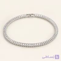 خرید دستبند تنیسی زنانه نگین باگت نقره‌ای کد B102| میس‌گالری