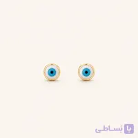 خرید گوشواره میخی زنانه چشم‌نظر آبی طلایی کد E103 | میس‌گالری