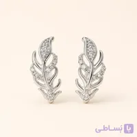 خرید گوشواره میخی زنانه برگ صیقلی نقره‌ای کد E106| میس‌گالری