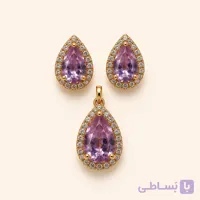 خرید نیم‌ست زنانه اشکی بنفش نگین‌دار کد S100 | میس‌گالری