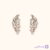 خرید گوشواره میخی زنانه طرح شاخه برگ نقره‌ای کد E101 | میس‌گالری