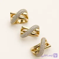 انگشتر زنانه نگین‌دار ژوپینگ طرح ضربدری کد R105 | میس‌گالری