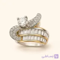 خرید انگشتر زنانه گل برجسته دورنگ کد R103| میس‌گالری
