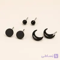 ست سه‌جفتی گوشواره میخی استیل مشکی کد E109 | میس‌گالری