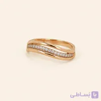 خرید انگشتر زنانه دو ردیفه نگین‌دار طلایی کد R101 | میس‌گالری