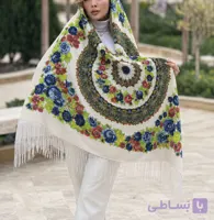 روسری ترکمنی سفید نخی 4 فصل کد 2245