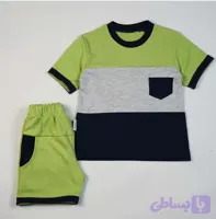 ست تیشرت و شلوارک پسرانه نخ پنبه‌ای – پوشاک کودک ایرانی سپیدپوش