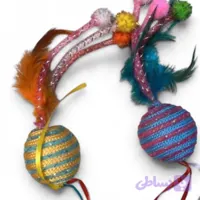 اسباب بازی سگ و گربه مدل توپ کنفی پردار ( یک عددی)