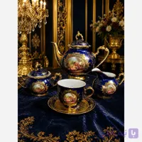 سرویس چای خوری کامل رنگ سرمه ای 2 دختر