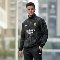 دورس نیم زیپ رئال مادرید مردانه سویشرت نیم زیپ Real Madrid سفید و مشکی L تا 2XL