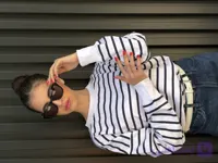 بلوز داخل کرک راه راه دورس قهوه ای سفید