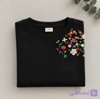تیشرت مشکی زنانه گلدوزی شده با دست