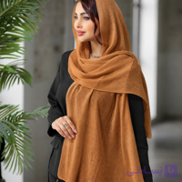 شال برشکا لبه شاین نخی قهوه ای
