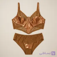 ست شورت و سوتین فانتزی چرمی کهربایی (مدل خفاشی) برند ella