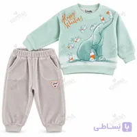 ست بلوز و شلوار مخمل نوزاد و کودک 3 تا 18 ماه طرح خرس قطبی لیندا Linda
