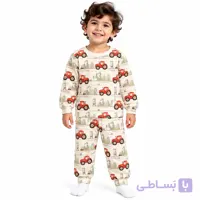 ست بلوز شلوار نخی پسرانه 2 تا 8 سال طرح ماشین رنگی M&M