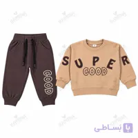 ست بلوز و شلوار دورس پسرانه 1 تا 3 سال کد 1130 رنگ قهوه ای اسنوپی مبین Mobin