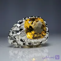 انگشتر سیترین طلایی رکاب پولکی فاخر