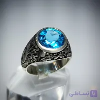 انگشتر توپاز آبی مردانه دستساز و اسپُرت (سفارشی)