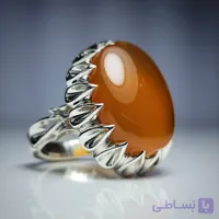 انگشتر عقیق پرتقالی یمنی رکاب صفوی اشکی (سفارشی)