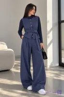 ست ۳ تیکه کلاسیک (وست، شلوار، بلوز گپ) کد 6271