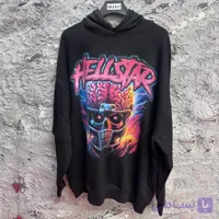 دورس لانگ اسلیو کلاه دار مشکی طرح HellStar | دورس دو نخ