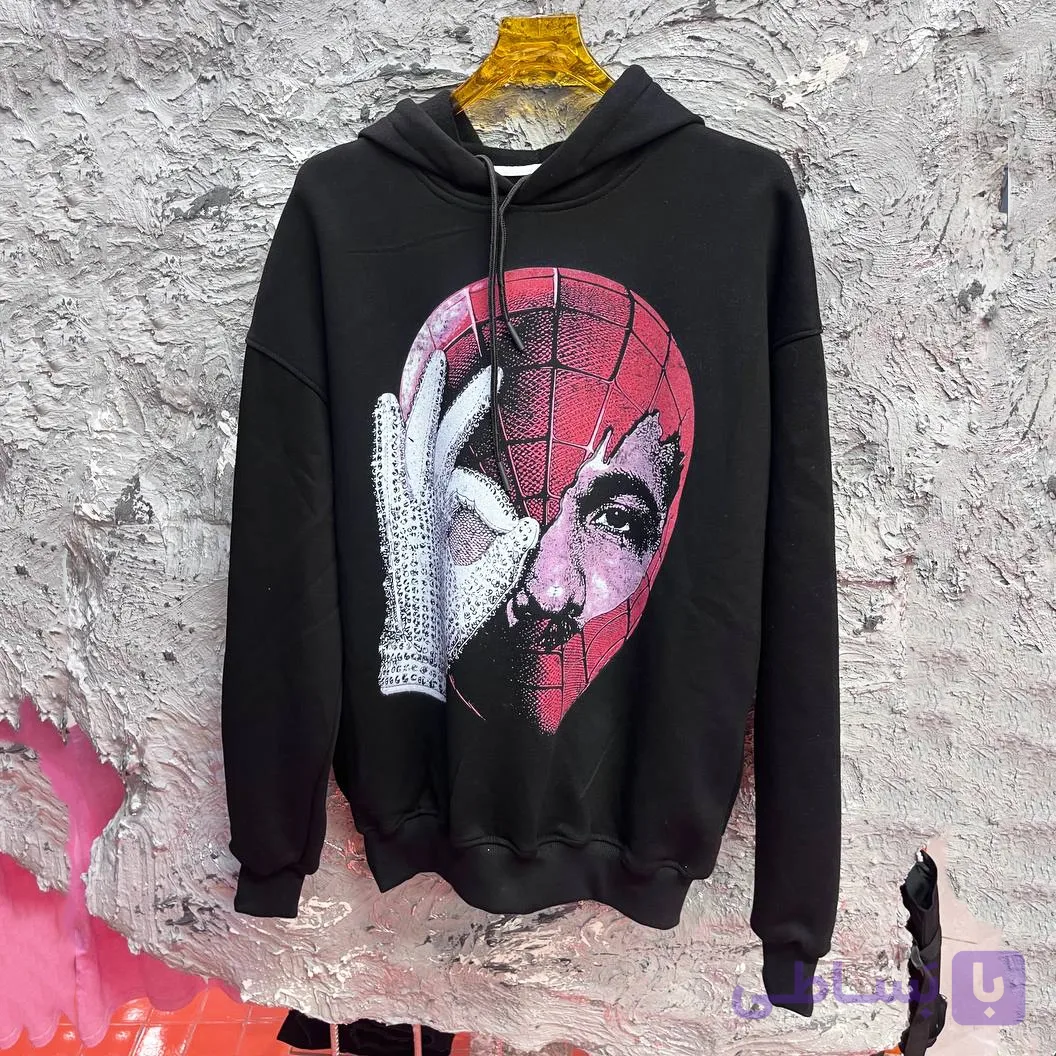 هودی مشکی دورس سه نخ توکرک طرح Spider-Man