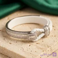 دستبند چرم بولگاری با نگین های باگت لوکس (کد۲۰۲۰)؛درخشش بی‌نقص استایل شما؛)؛